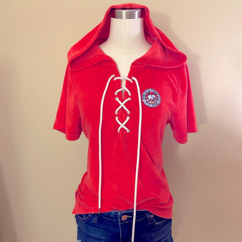 Ivory Ella Short Sleeve Velour Hoodie